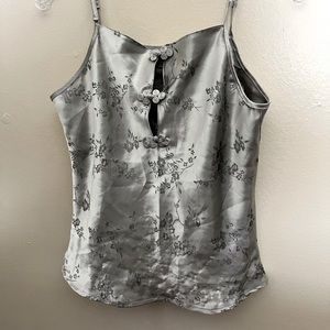 Silver silk lingerie top kimono style